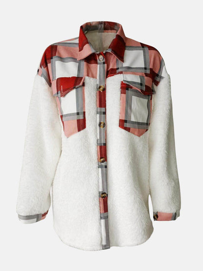 Fuzzy Button Up Long Sleeve Jacket for Cozy Style - Selvanelle