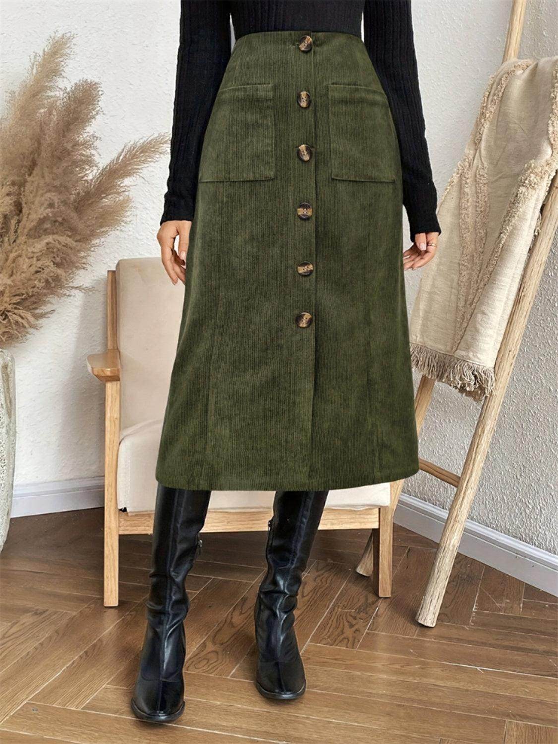 Pocketed Back Elastic Waist Skirt for Effortless Style - Selvanelle