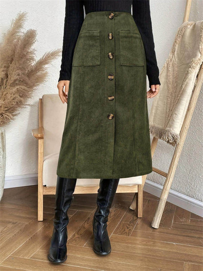 Pocketed Back Elastic Waist Skirt for Effortless Style - Selvanelle