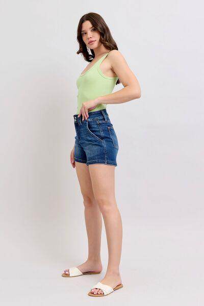 Judy Blue Full Size Double Button Waistband Denim Shorts Plus Size - Selvanelle