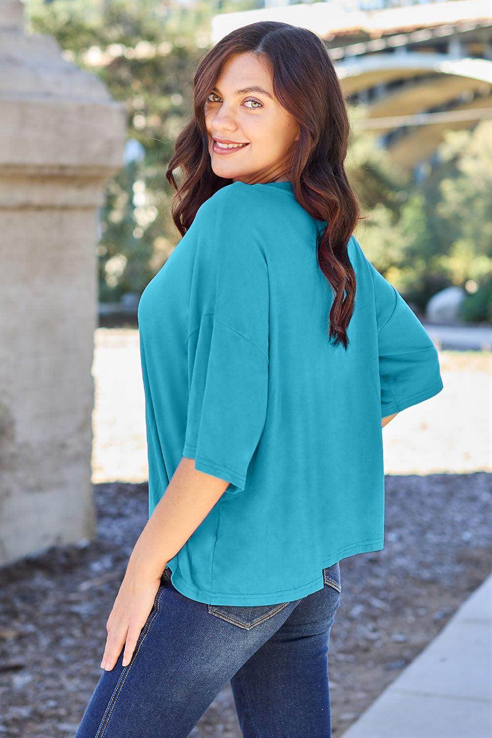 Basic Bae Full Size Round Neck Drop Shoulder T-Shirt for All - Selvanelle