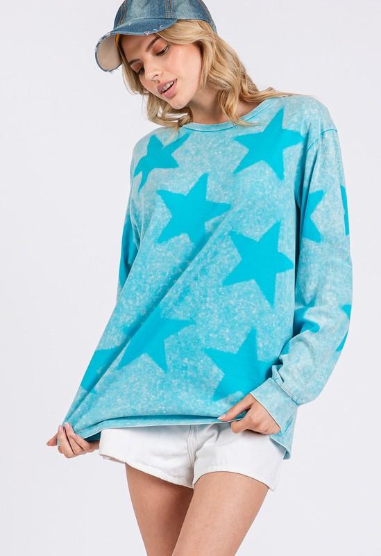 SAGE + FIG Mineral Wash Star Pattern T-Shirt for Women