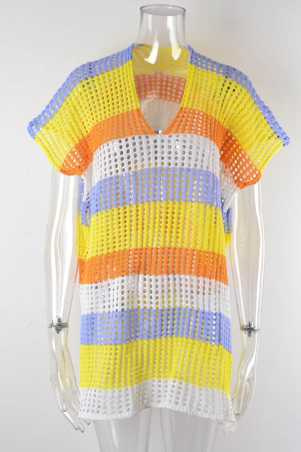 Slit Color Block V-Neck Cover-Up - Selvanelle