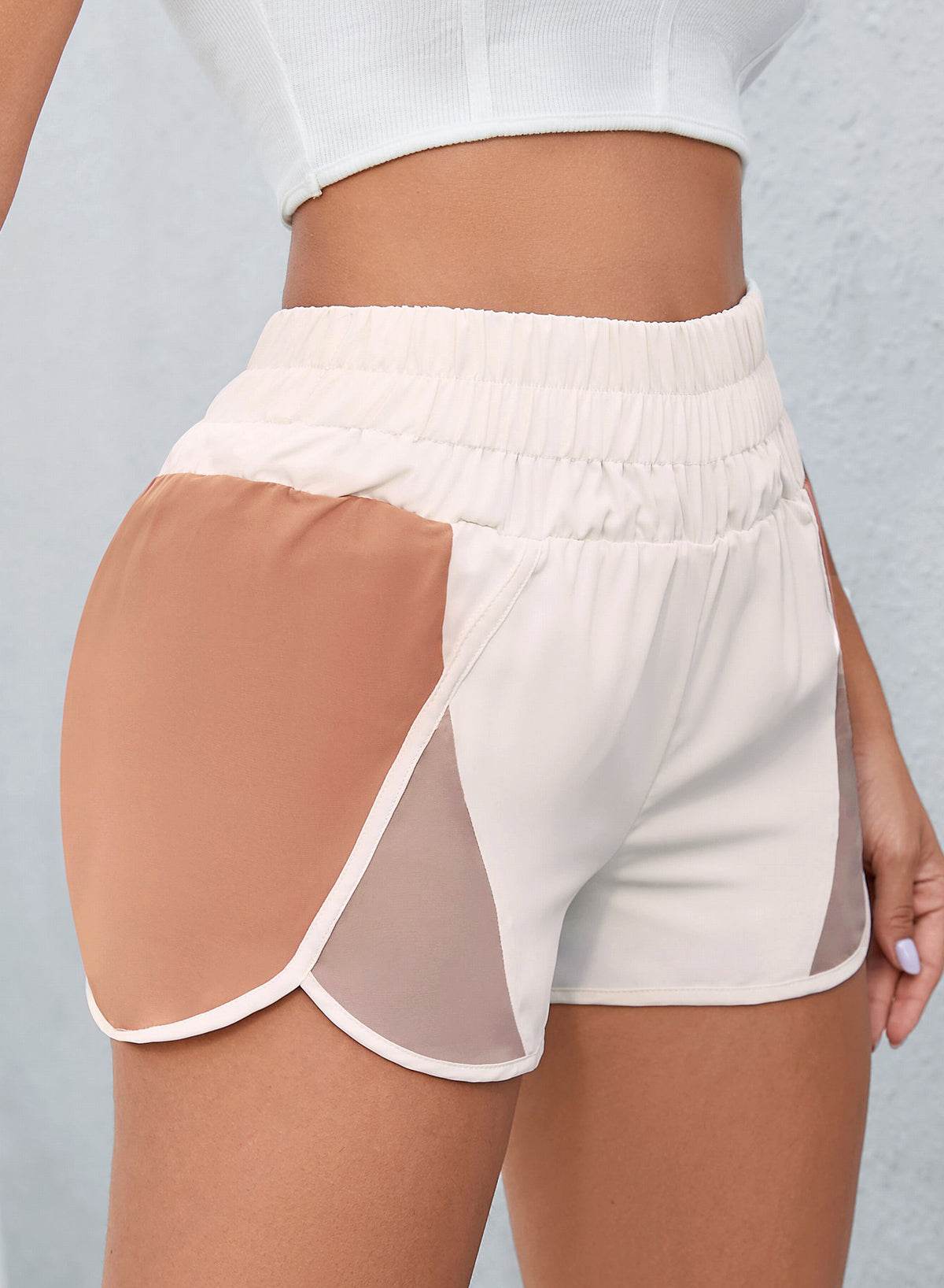 Color Block Wide Waistband Shorts - Selvanelle