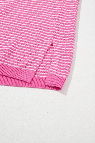 Striped V-Neck Dropped Shoulder Sweater for Women - Selvanelle