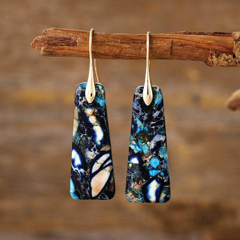 Copper Natural Stone Earrings with Platinum and Gold Plating - Selvanelle
