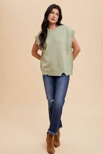 Annie Wear Distressed Raw Hem Cropped Straight Leg Jeans - Selvanelle