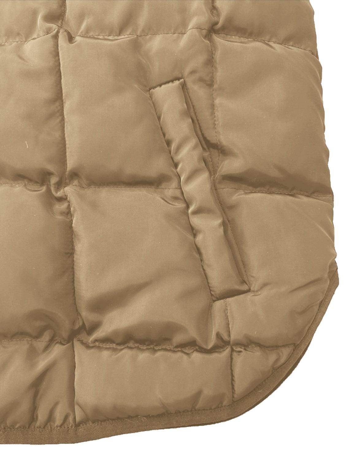Pocketed Plaid Quilted Zip Up Winter Coat for Women - Selvanelle