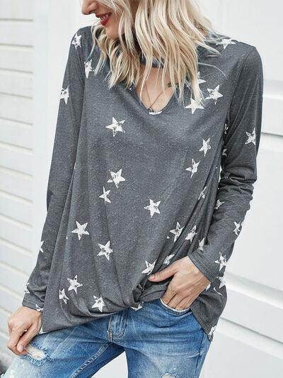 Cutout Round Neck Long Sleeve T-Shirt for Women Casual Wear - Selvanelle