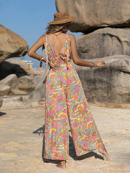 V-Neck Wide Leg Jumpsuit for Effortless Chic Style - Selvanelle