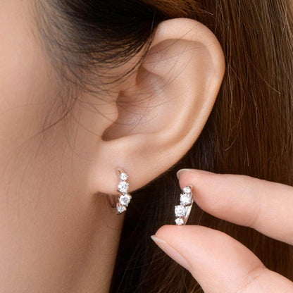 925 Sterling Silver Moissanite Huggie Earrings for Women - Selvanelle