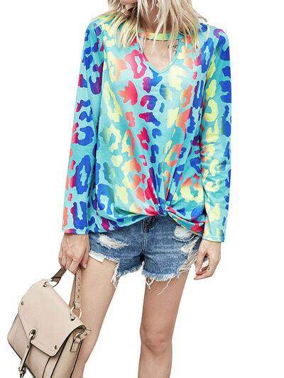Cutout Round Neck Long Sleeve T-Shirt for Women Casual Wear - Selvanelle