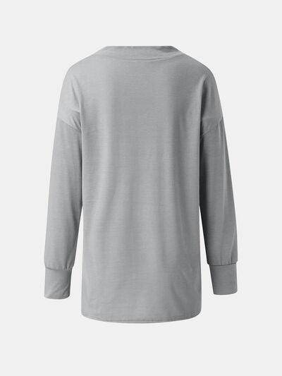Full Size V-Neck Long Sleeve T-Shirt for Women Casual Wear - Selvanelle