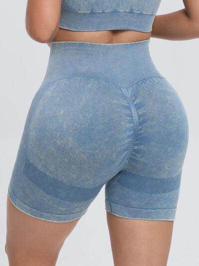 Washed High Waist Active Shorts for Ultimate Comfort - Selvanelle