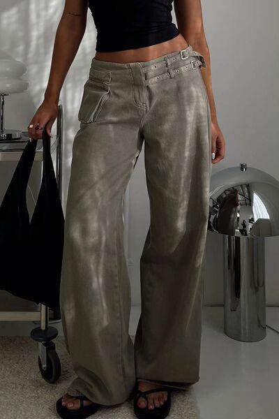 Stylish Wide Leg Jeans with Pockets for Everyday Wear - Selvanelle