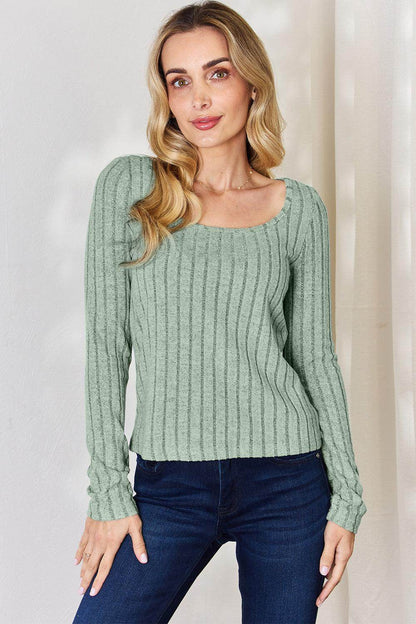 Basic Bae Full Size Ribbed Long Sleeve T-Shirt for Women - Selvanelle