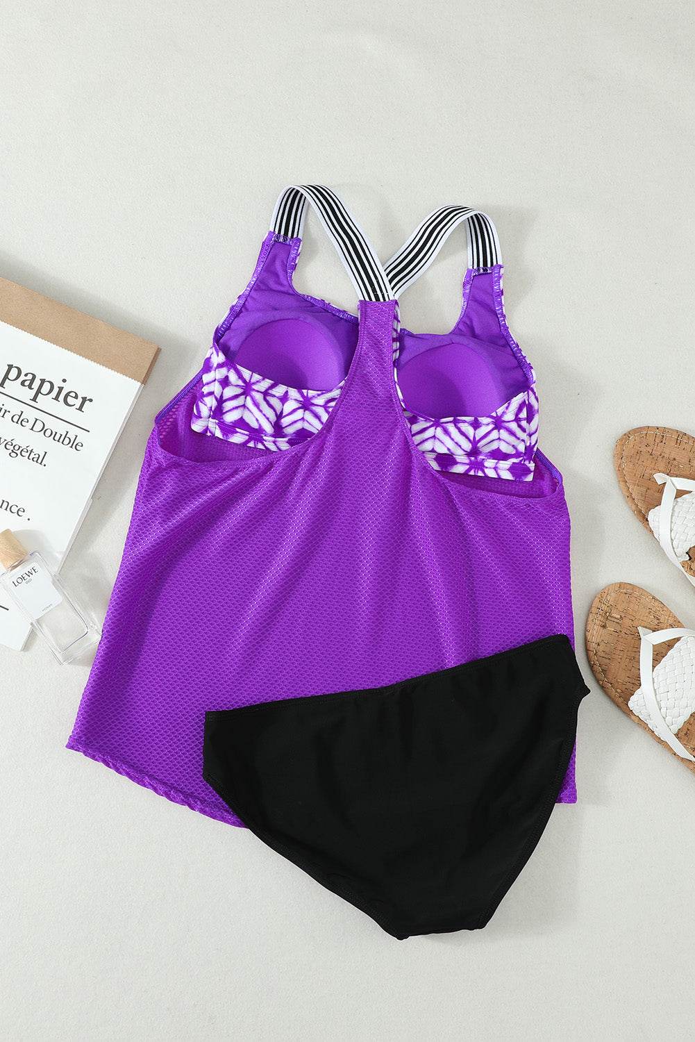 Scoop Neck Wide Strap Tankini Set - Selvanelle