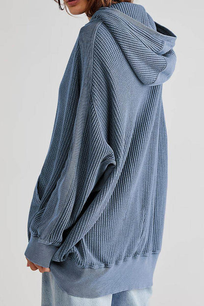 Zip-Up Long Sleeve Jacket with Hood and Pockets for Comfort - Selvanelle