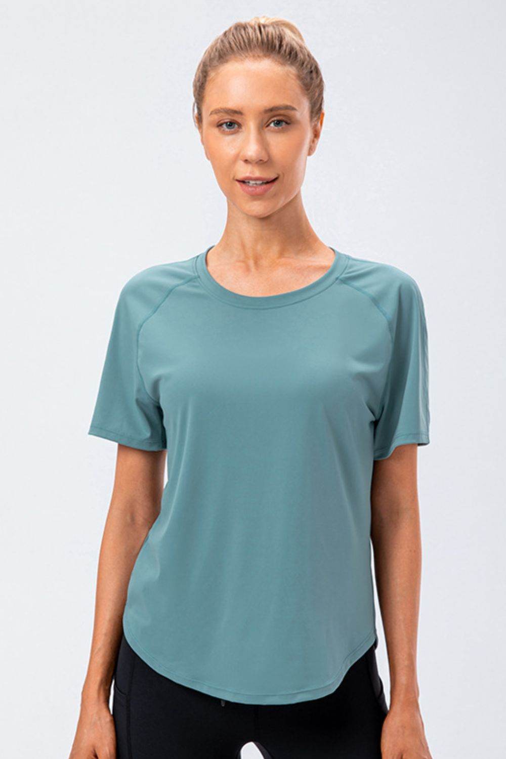 Round Neck Raglan Sleeve Active Tee - Selvanelle