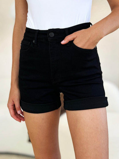 Judy Blue Full Size High Waist Tummy Control Cuffed Shorts - Selvanelle