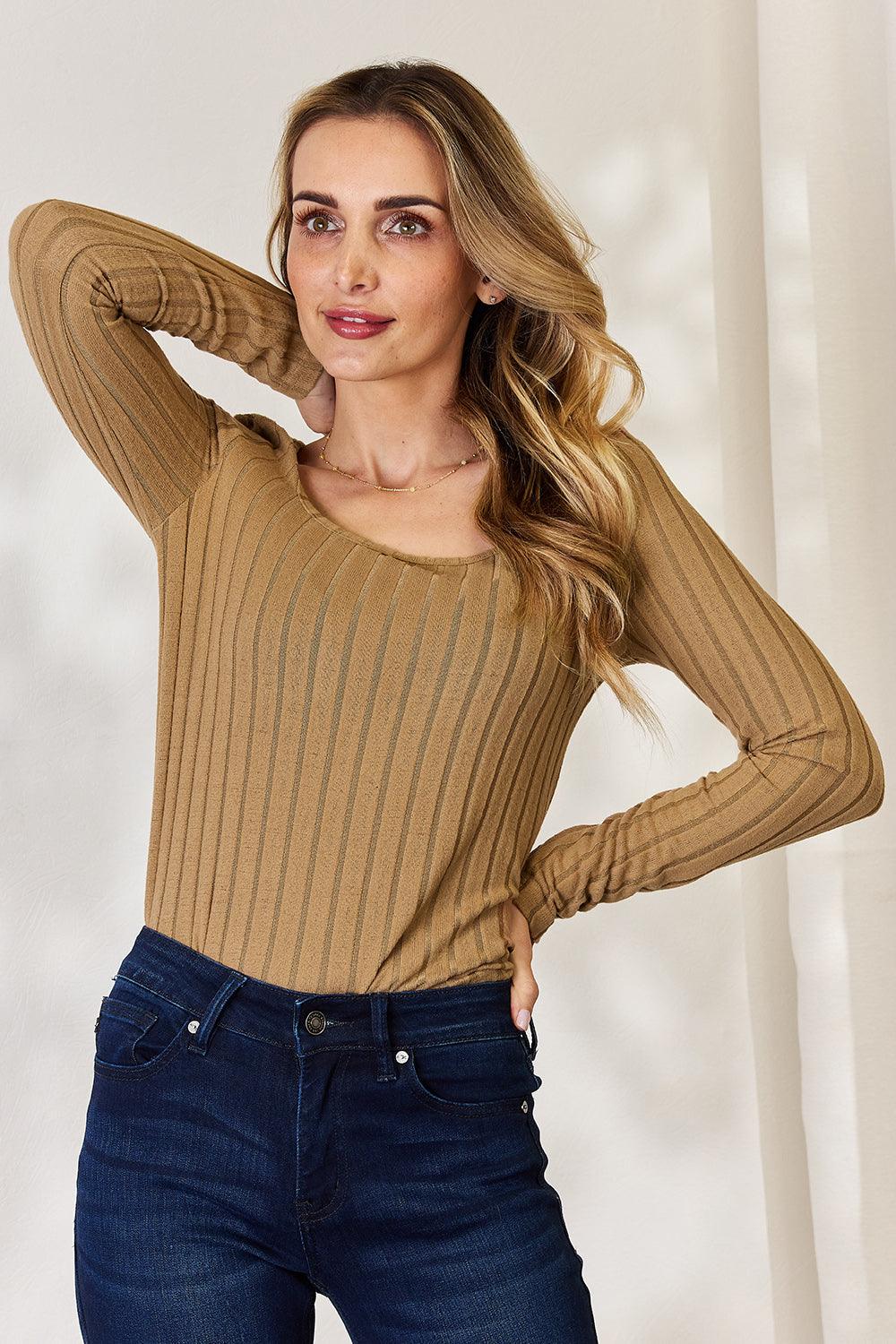 Basic Bae Full Size Ribbed Long Sleeve T-Shirt for Women