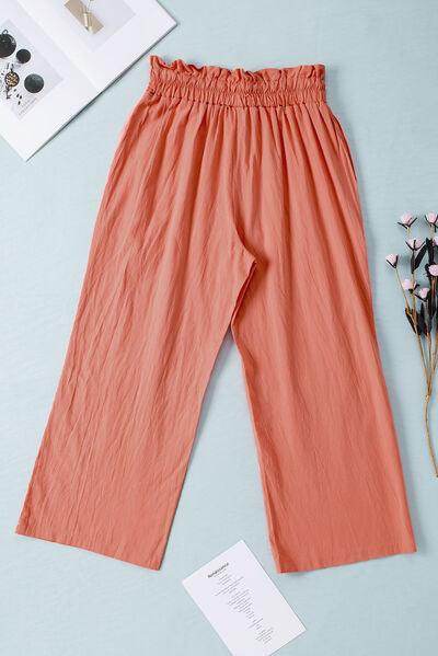Drawstring Paperbag Waist Wide Leg Pants for Women - Selvanelle