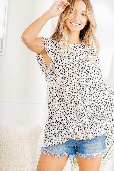 Heimish Full Size Tiered Ruffled Animal Print Blouse Plus Size - Selvanelle