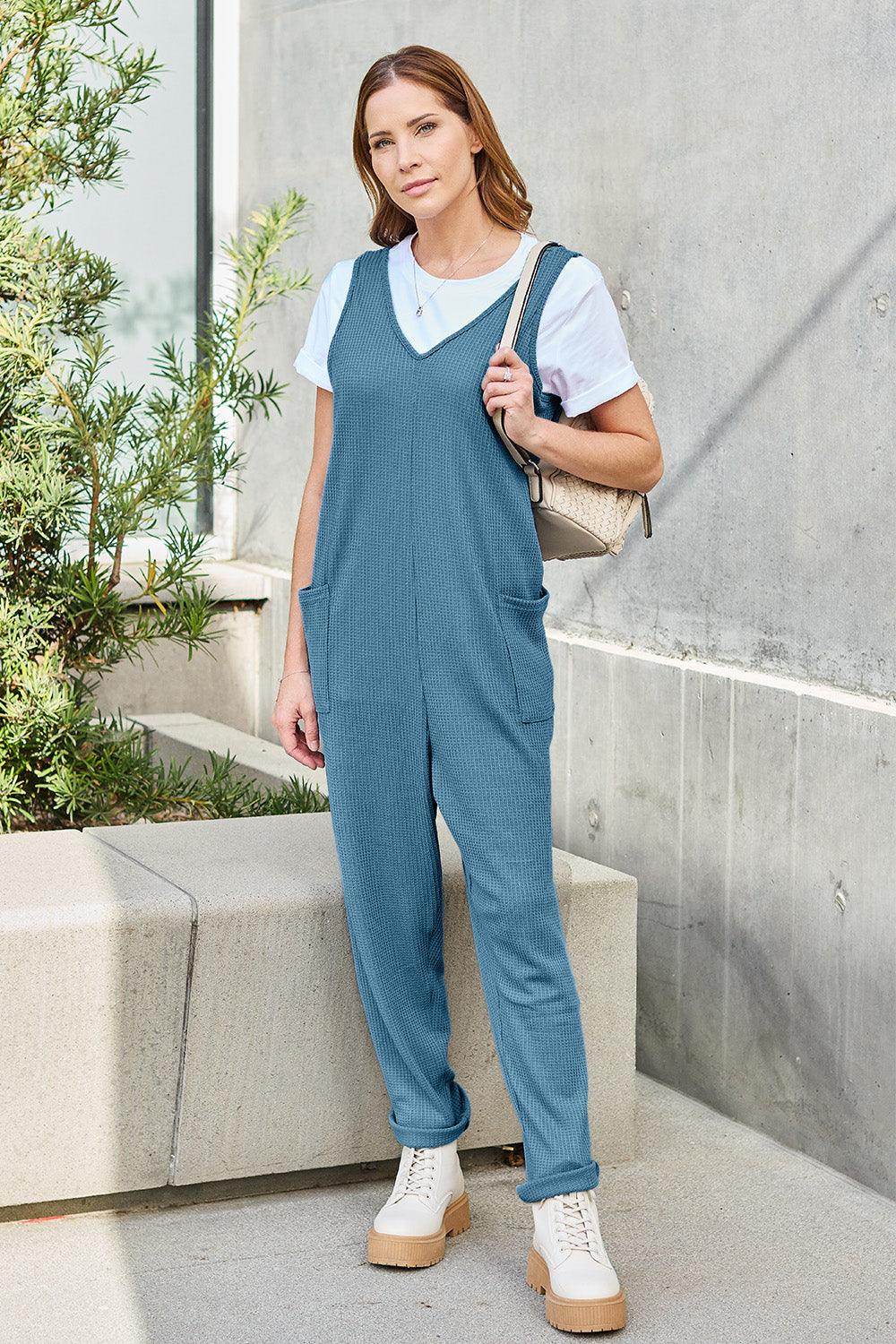 Double Take Full Size Sleeveless Straight Jumpsuit for Women - Selvanelle