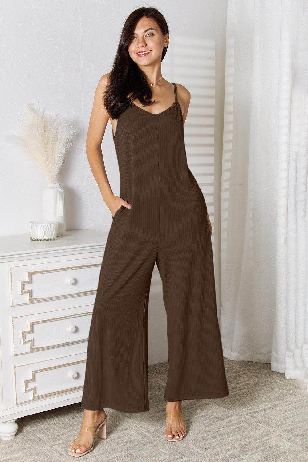 Basic Bae Full Size Spaghetti Strap V-Neck Jumpsuit Dress - Selvanelle