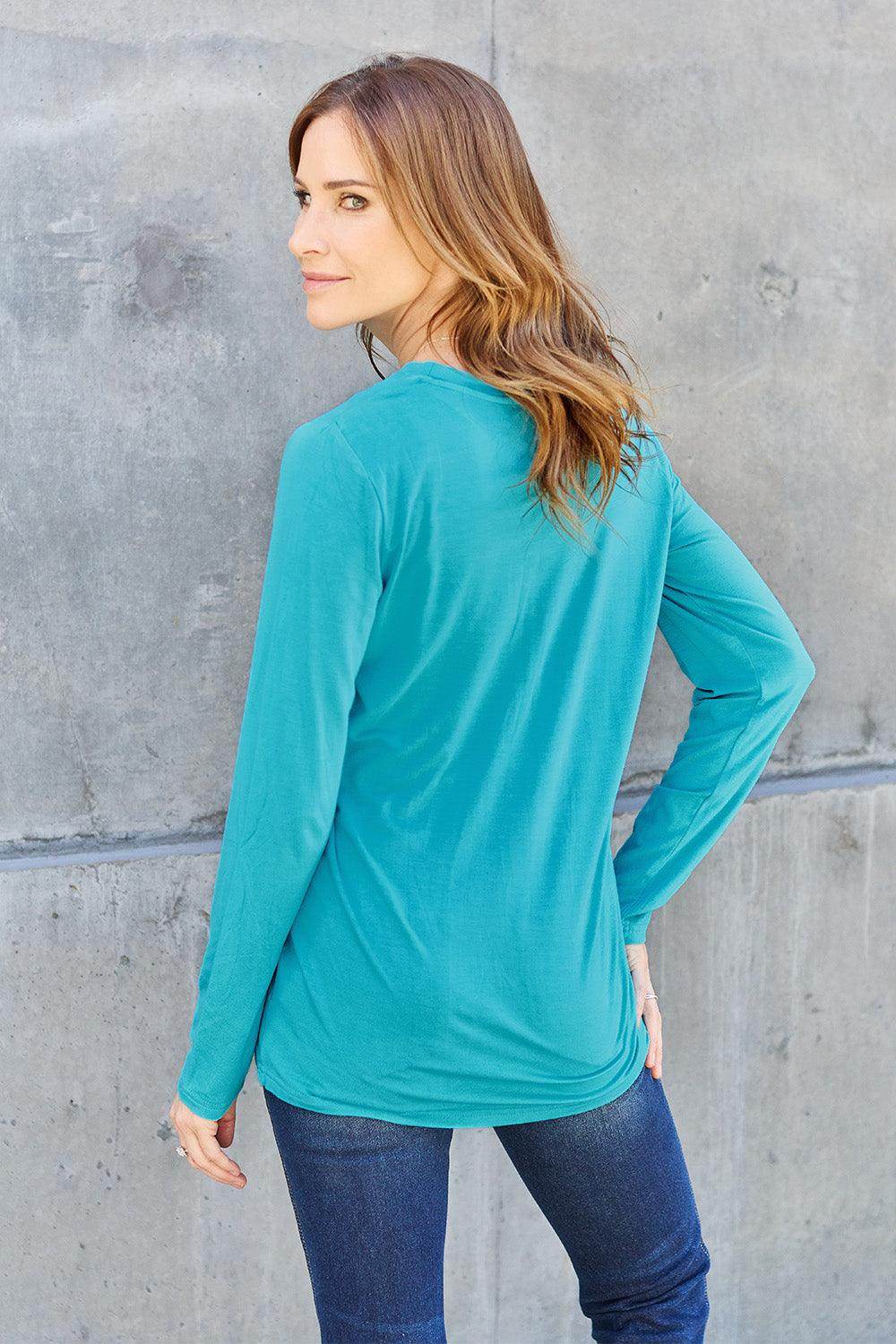 Basic Bae Full Size Round Neck Long Sleeve Top for Women - Selvanelle