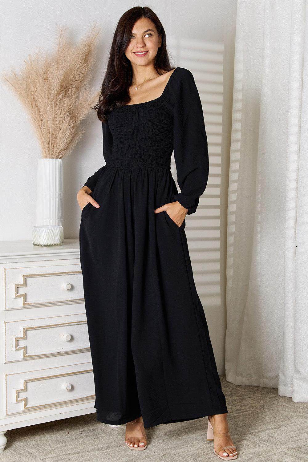 Double Take Square Neck Jumpsuit with Pockets for Women - Selvanelle