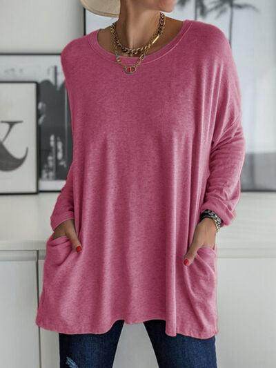 Full Size Round Neck Long Sleeve T-Shirt for Women - Selvanelle
