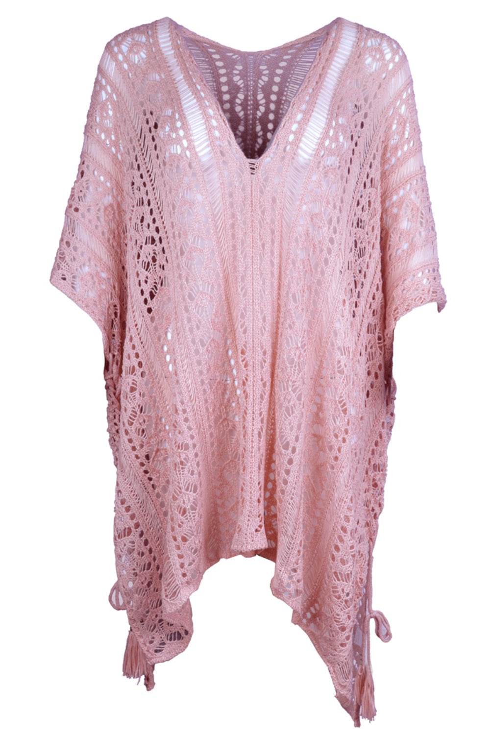 Angel Wings Cutout V-Neck Cover-Up with Tassel - Selvanelle