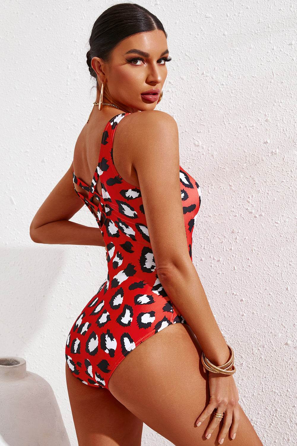 Full Size Tie-Dye Crisscross Back One-Piece Swimsuit - Selvanelle