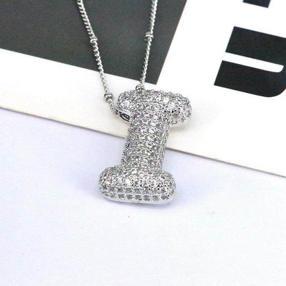 Copper Inlaid Zircon Letter Pendant Necklace for Women - Selvanelle