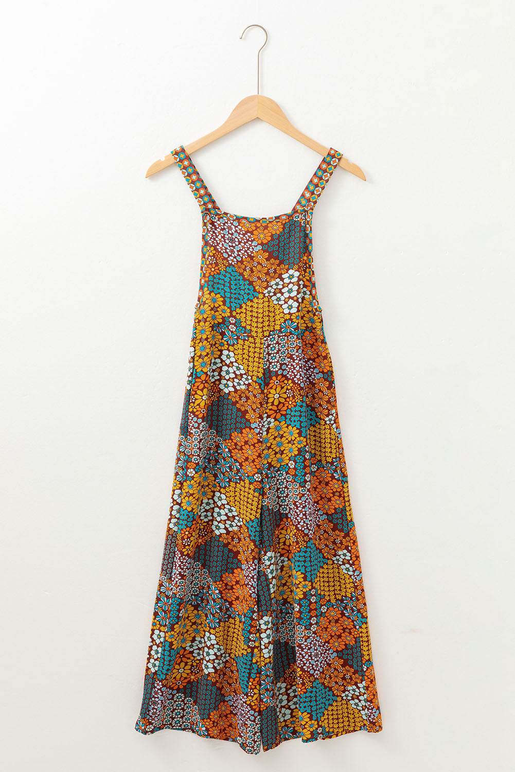 Floral Crisscross Strap Wide Leg Overalls - Selvanelle
