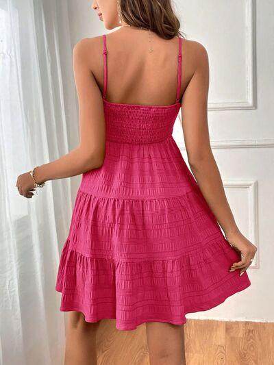 Tiered Smocked Square Neck Cami Dress for Casual Style - Selvanelle