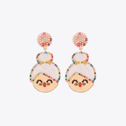 Rhinestone Alloy Mrs. Claus Earrings for Festive Style - Selvanelle