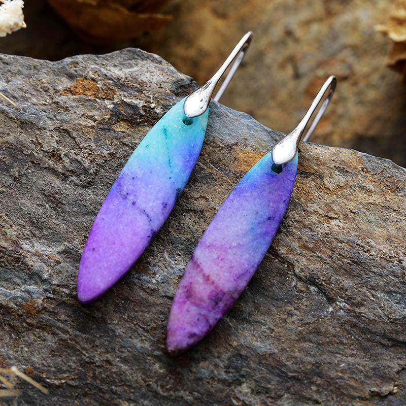 Copper Natural Stone Geometric Shape Earrings for Women - Selvanelle