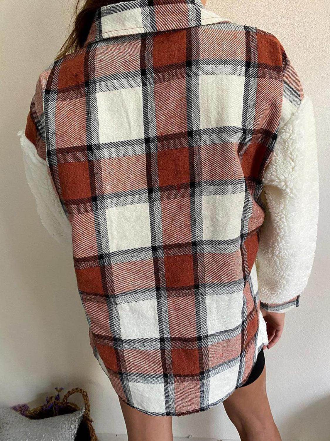 Fuzzy Button Up Long Sleeve Jacket for Cozy Style - Selvanelle