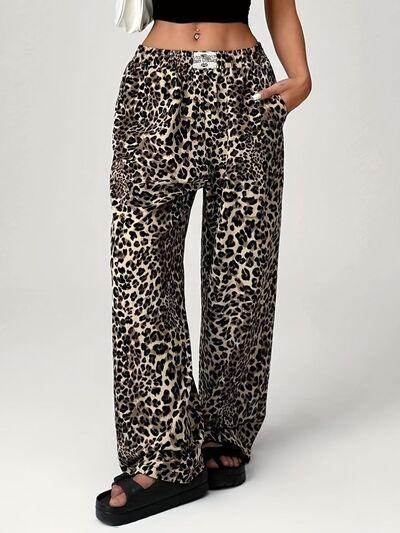 Leopard Wide Leg Pants with Pockets for Stylish Comfort - Selvanelle