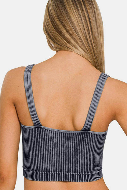 Zenana Washed Ribbed Cropped V-Neck Tank Top for Women - Selvanelle