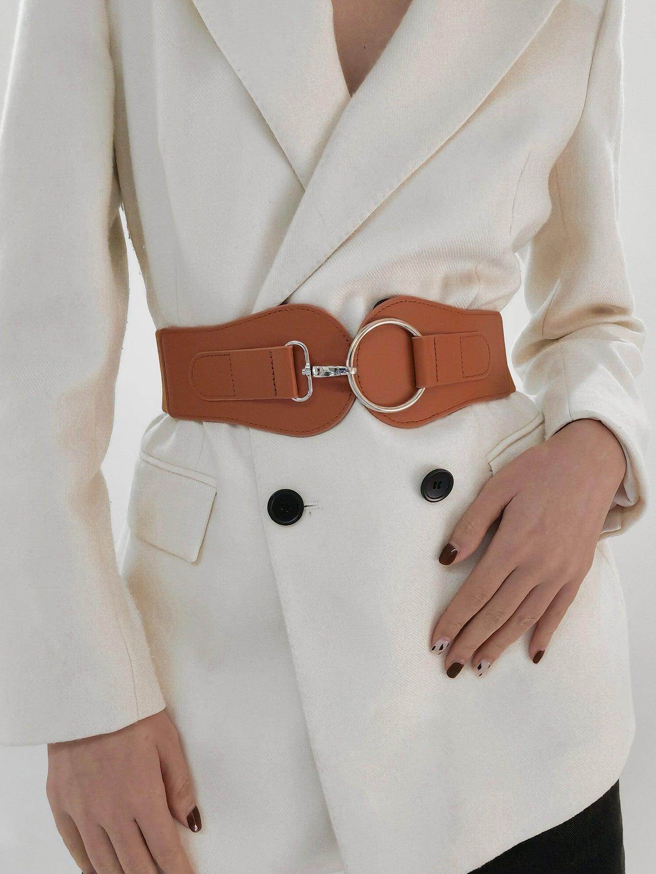 PU Elastic Wide Belt for Comfortable Fashion Fit - Selvanelle