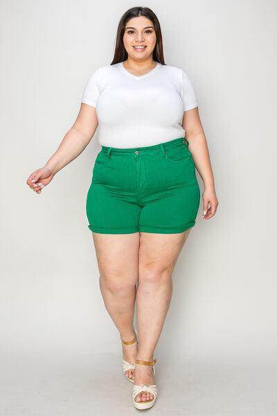 Judy Blue Full Size Tummy Control Denim Shorts for Women - Selvanelle