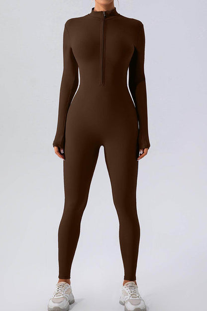 Half Zip Mock Neck Active Jumpsuit for Women Comfort Fit - Selvanelle
