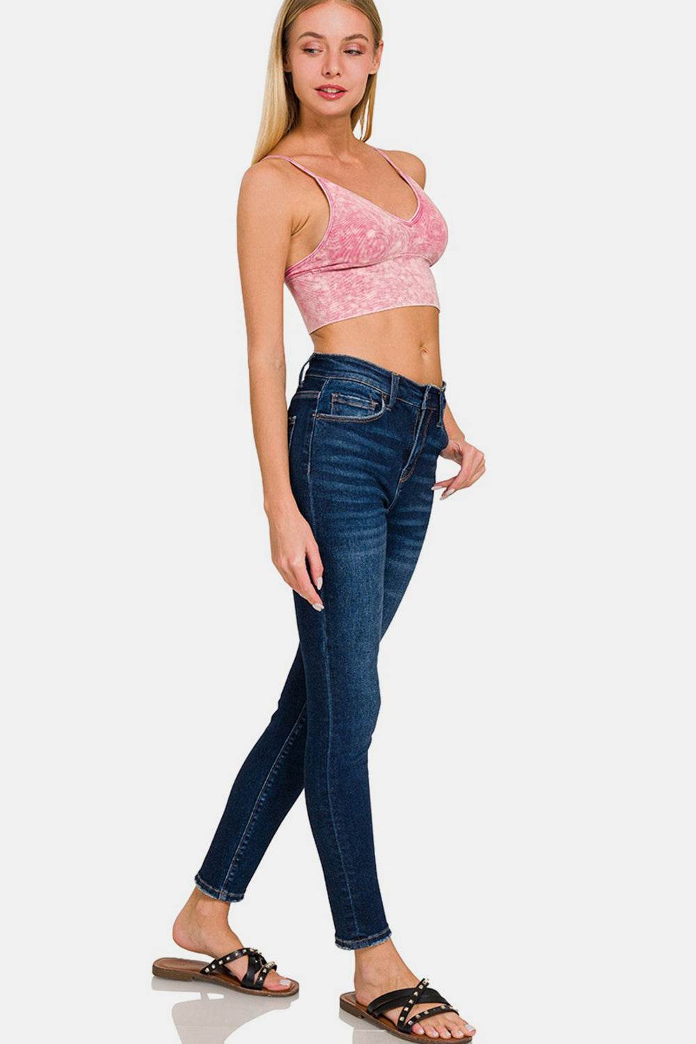 Zenana Washed Ribbed Bra Padded Cami - Selvanelle