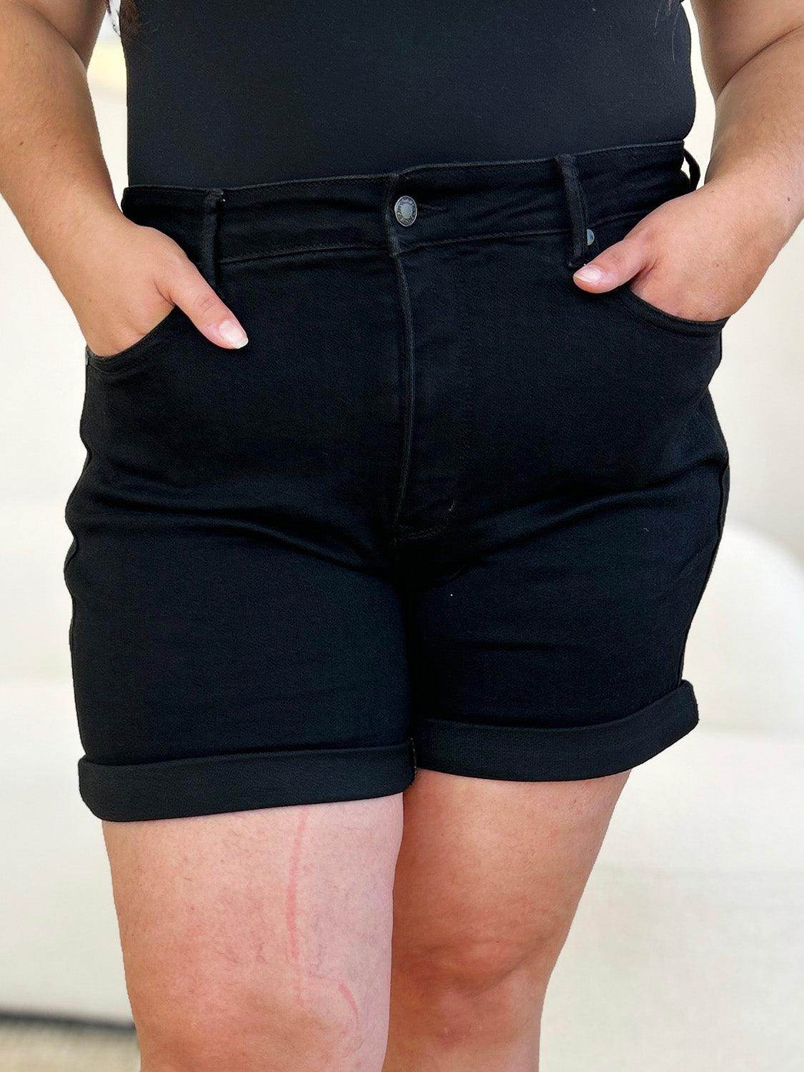 Judy Blue Full Size High Waist Tummy Control Cuffed Shorts - Selvanelle