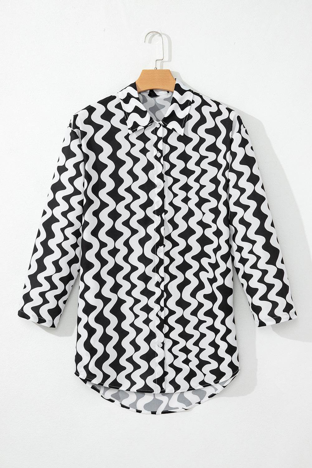 Button Down Contrast Striped Cover-Up - Selvanelle