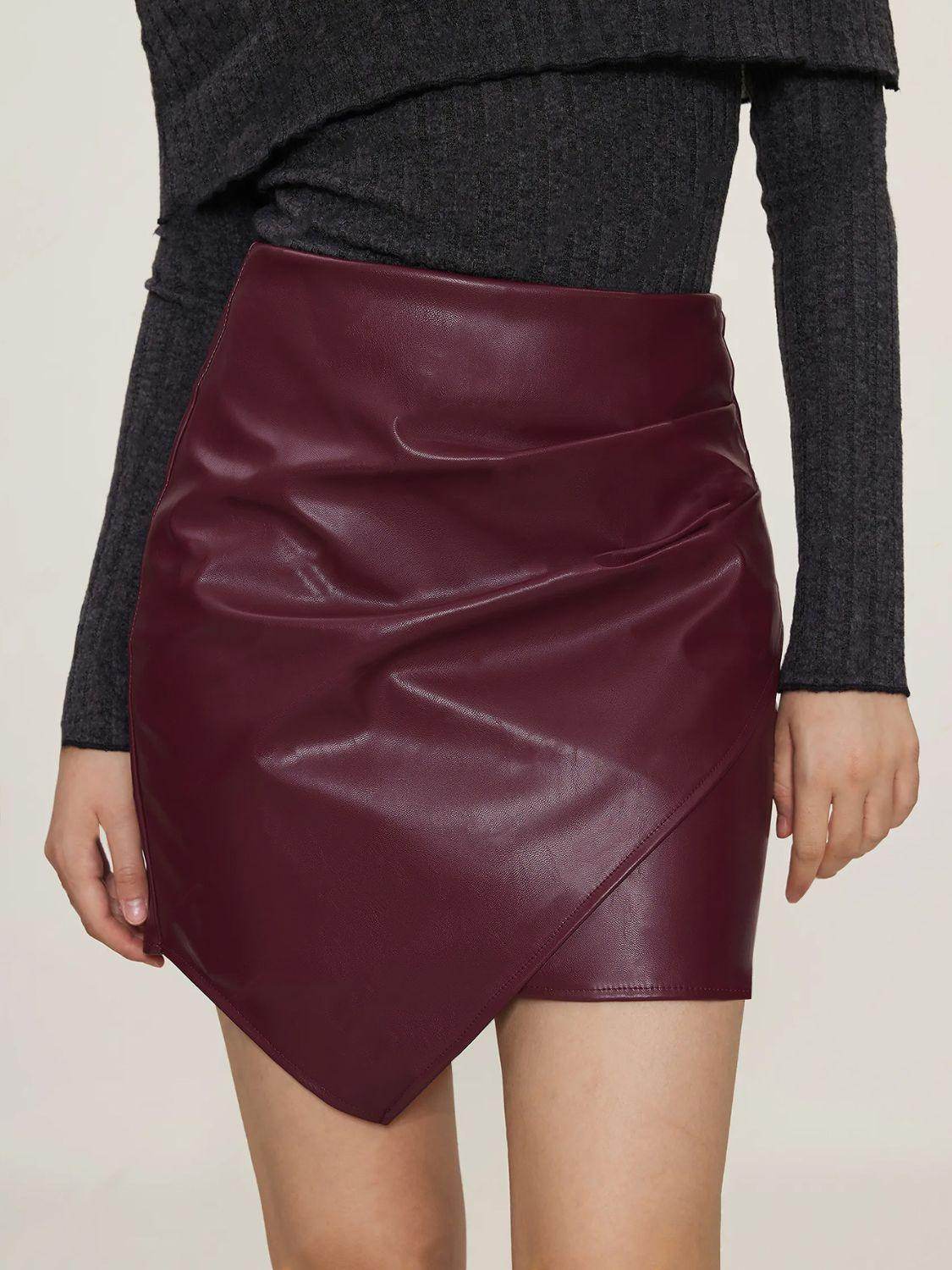 Ruched Mini Skirt with Zipper for Women Opaque Style - Selvanelle