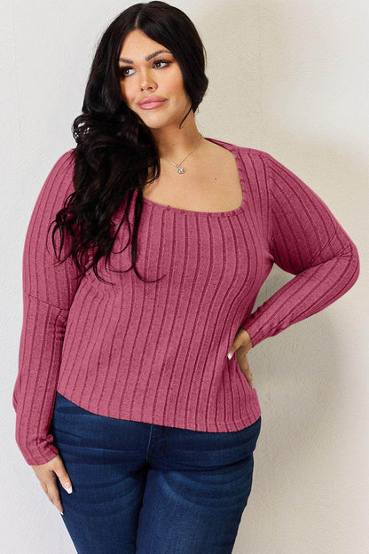 Basic Bae Full Size Ribbed Long Sleeve T-Shirt for Women - Selvanelle